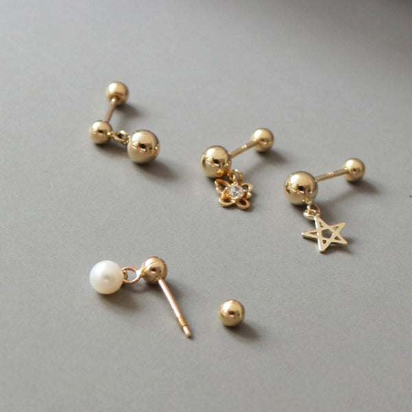 PE0068 925 Sterling Silver Dainty Freshwater Pearl Drop Stud Earring