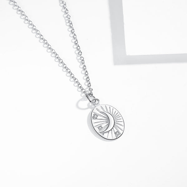 FX0311 925 Sterling Silver Moon Coin Necklace