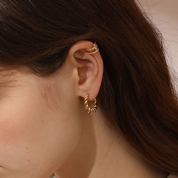 FE1185 925 Sterling Silver Twist Big Hoop Earrings