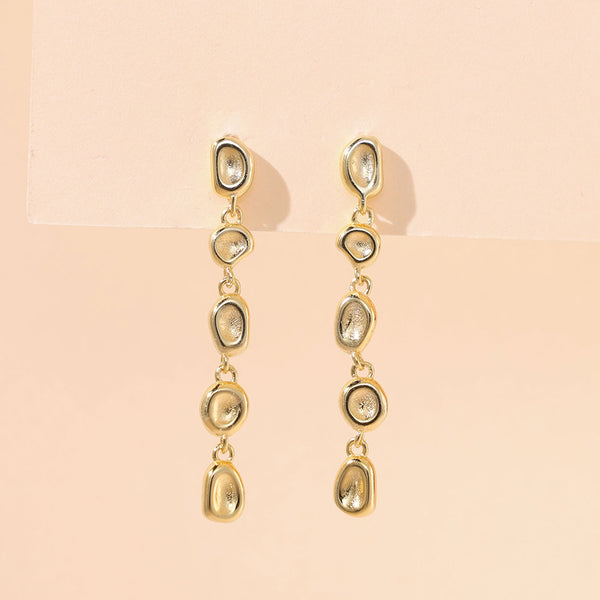 YHE0294 925 Sterling Silver Irregular Long Chain CZ Earring