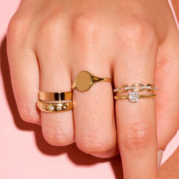 FJ0662 925 Sterling Silver Cubic Zircon Link Chain Ring