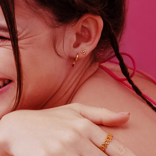 FE1984 925 Sterling Silver Mini Heart Stud Earrings For Women