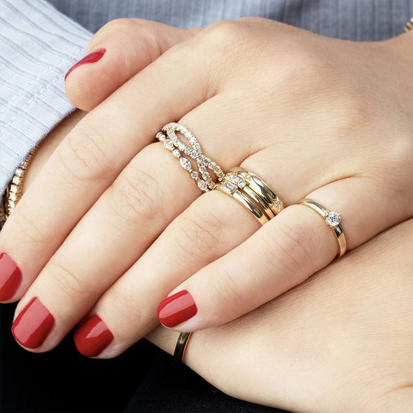 FJ0673 925 Sterling Silver Crossover Zircon Band Ring