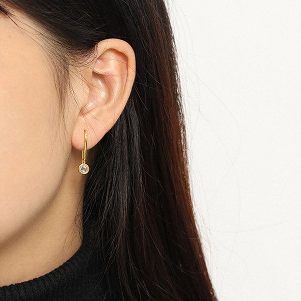 RHE1043 U Shape CZ Thread Earring