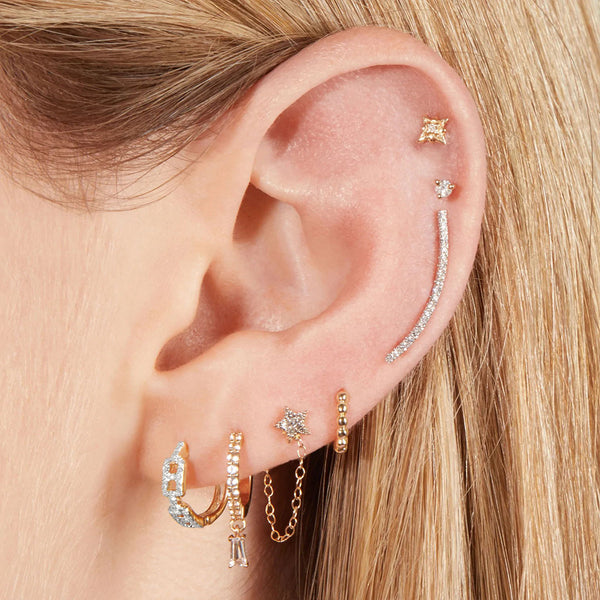 FE1898 925 Sterling Silver Fine CZ Maritime Huggies Hoop Earrings