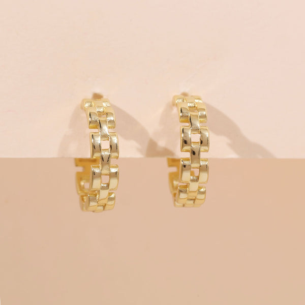 YHE0451 925 Sterling Silver Strap Chain C-shaped Open Circle Earring