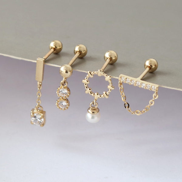 PE0094 925 Sterling Silver Dainty Circle Plump Freshwater Pearl Drop Stud Earring