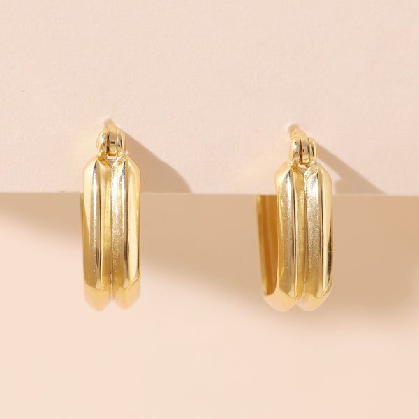 YHE0479 925 Sterling Silver Double Layer Square Earrings