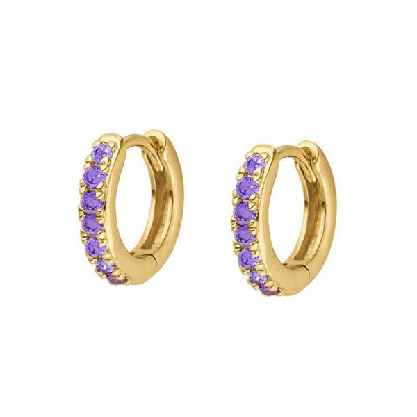 FE0783 925 Sterling Silver Emerald Pave Huggie Hoop Earrings