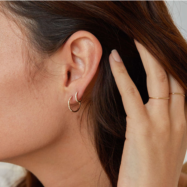 FE1739 925 Sterling Silver Cubic Zirconia Hoop Earring