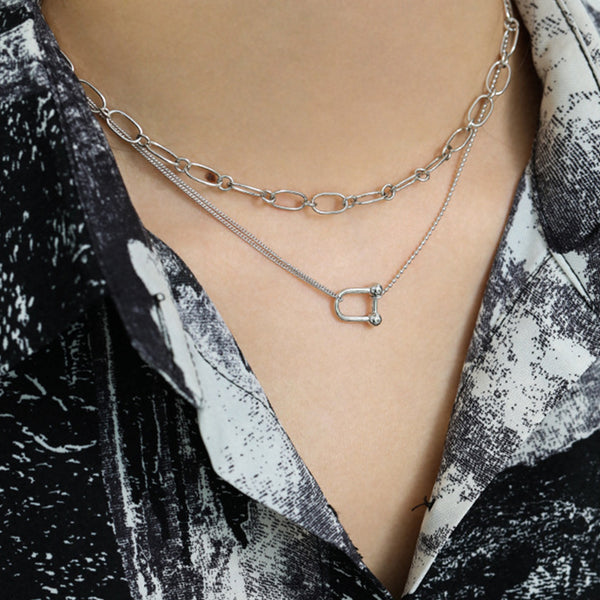 RHX1036 U Shape Sideway Necklace
