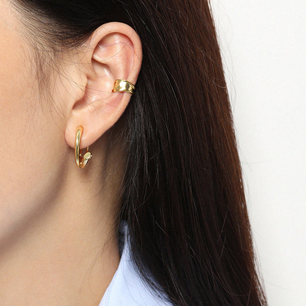 RHE1070 925 Sterling Silver Irregular Women Hoop Earrings