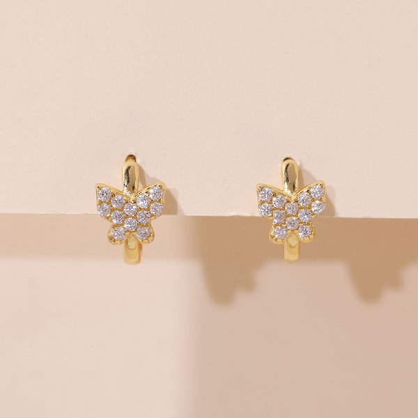 YHE0448 925 Sterling Silver Boutique Butterfly CZ Hoop Earring