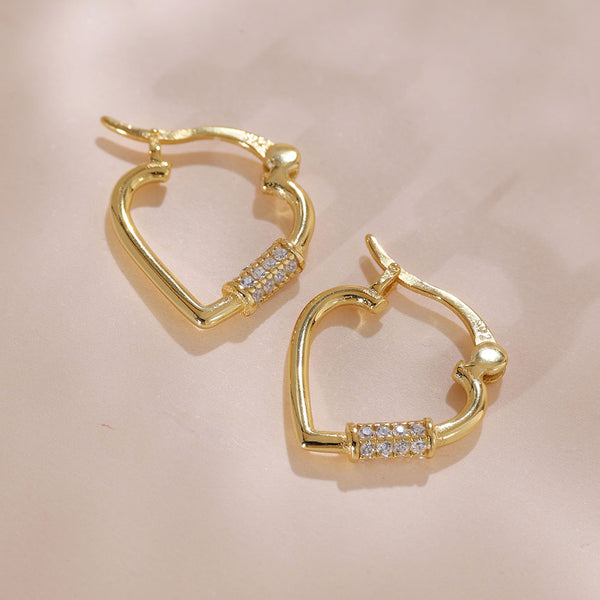YHE0483 925 Sterling Silver CZ Carabiner Heart Earring