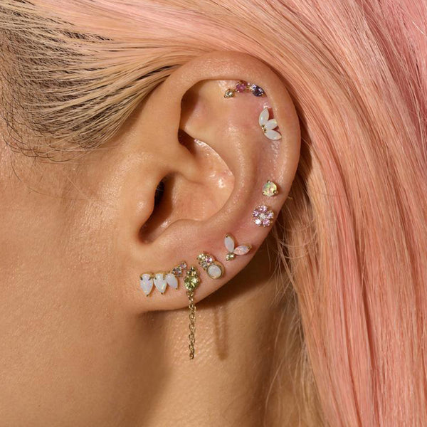 FE1555 925 Sterling Silver Cubic Zircon Flower Stud Earrings