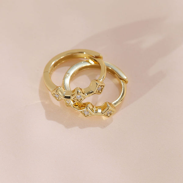 YHE0401 925 Sterling Silver Geometry Cubic Zirconia Hoop Earring