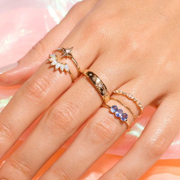 FJ0667 925 Sterling Silver North Star Zircon Ring