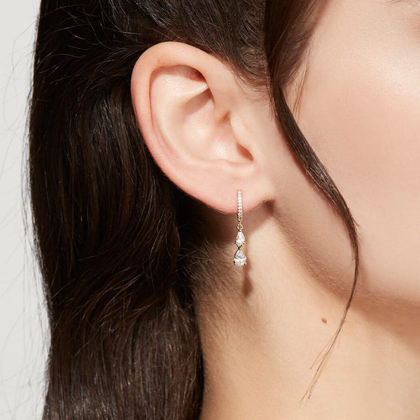 FE1734 925 Sterling Silver Cubic Zirconia Pendant Hoop Earring