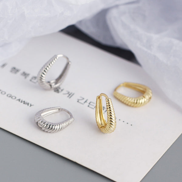 YHE0314 925 Sterling Silver Gemtry Twist Hoop Earrings