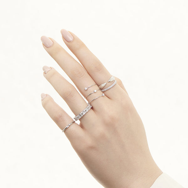 FJ0557 925 Sterling Silver Floating Wrap Claw Setting CZ Ring