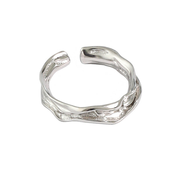 RHJ1129 925 Sterling Silver Simple Texture Open Ring