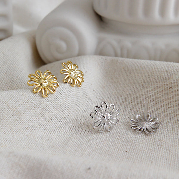 RHE1015 925 Sterling Silver Sun Flower Stud Earring
