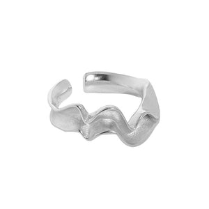 RHJ1126 925 Sterling Silver Irregular Wave Open Ring