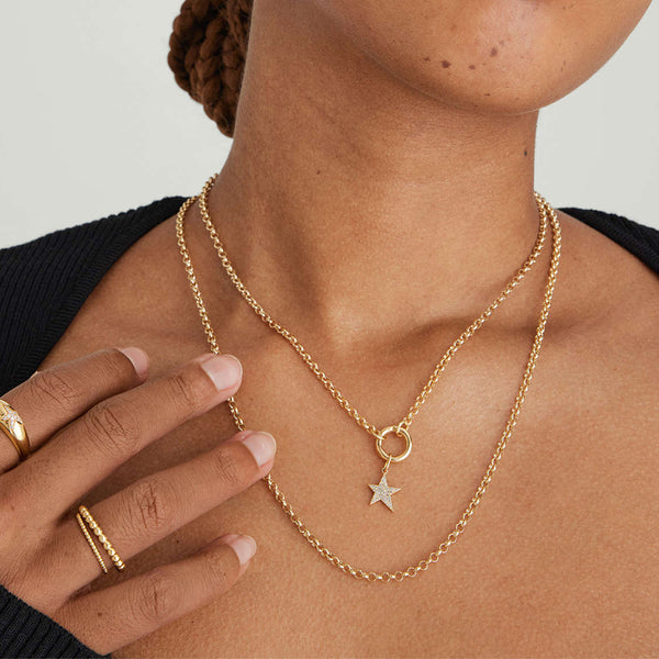 FX0910 Vintage Round Circle Push Clasp Chain Necklace