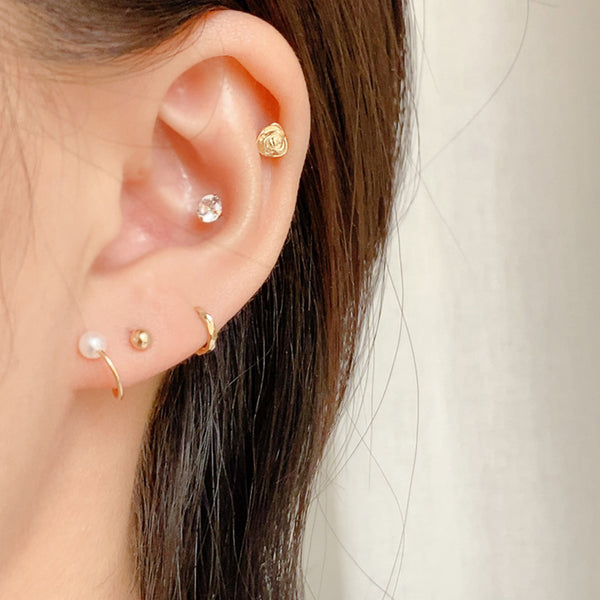 PE0049 925 Sterling Silver Spiral Pearl Barbell Earrings