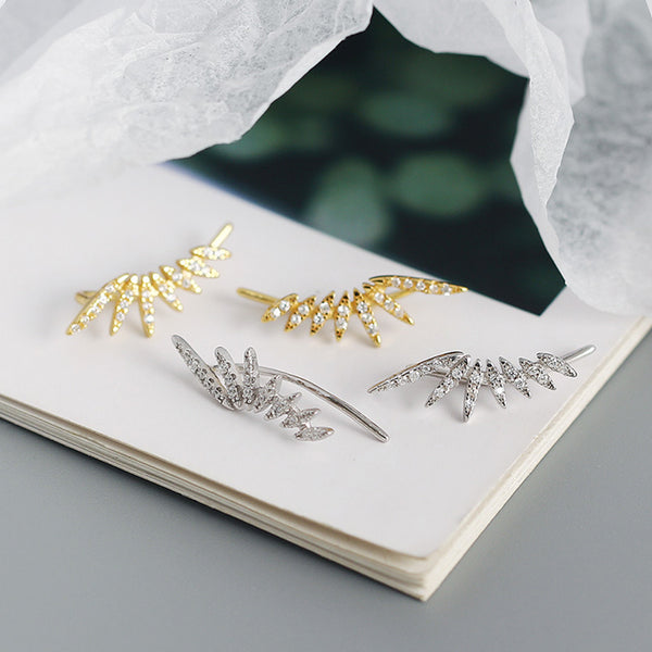 YHE0432 925 Sterling Silver Sun Flower Cubic Zirconia Ear Climber