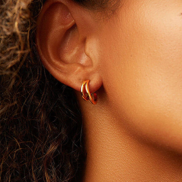 FE0884 925 Sterling Silver Double Hoop Earrings