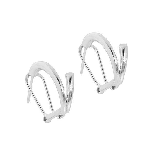 RHE1070 925 Sterling Silver Irregular Women Hoop Earrings