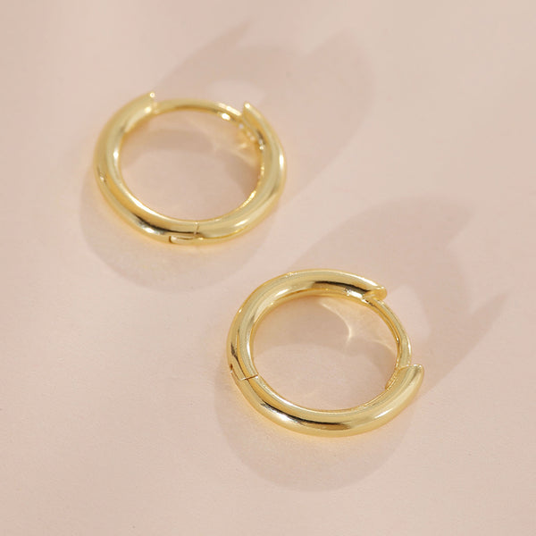 YHE0244 925 Sterling Silver Boild Classic Huggie Hoop