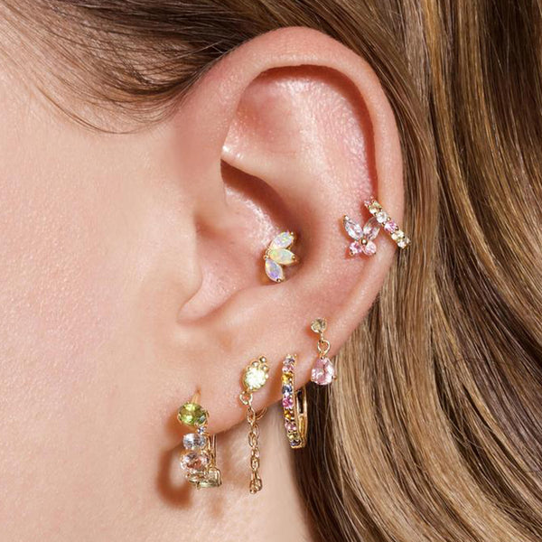 FE1557 925 Sterling Silver Butterfly Cubic Zircon Stud Earrings