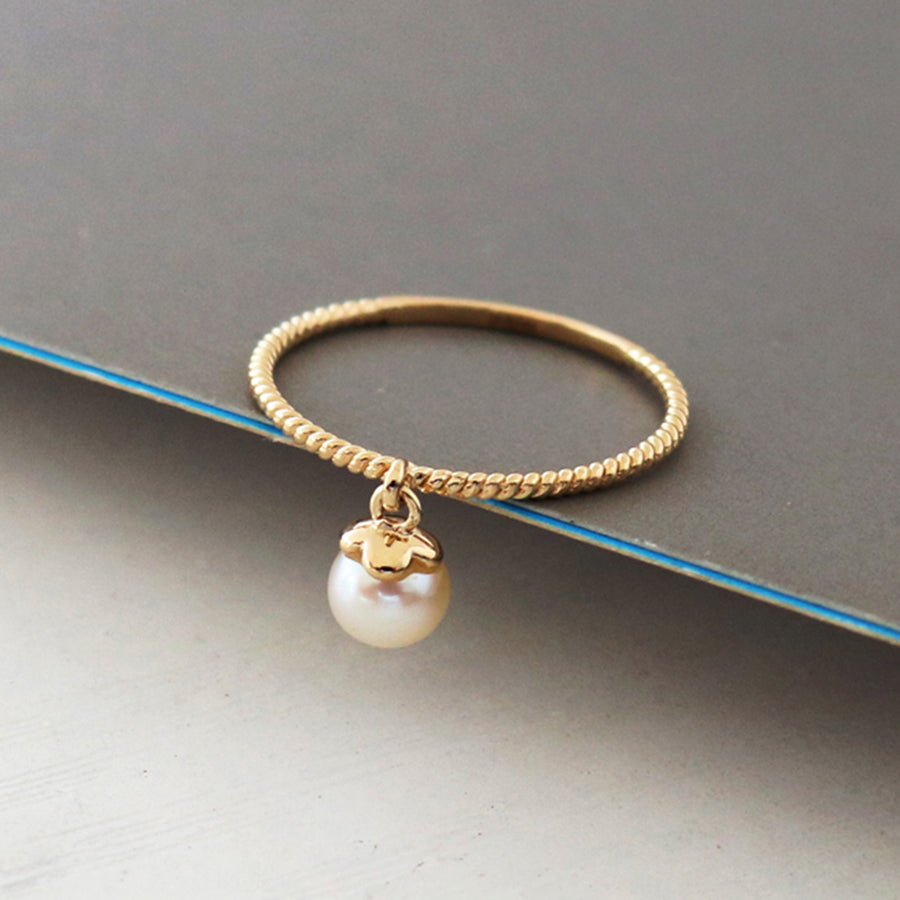 PR0017 925 Sterling Silver Rope Freshwater Pearl Ring