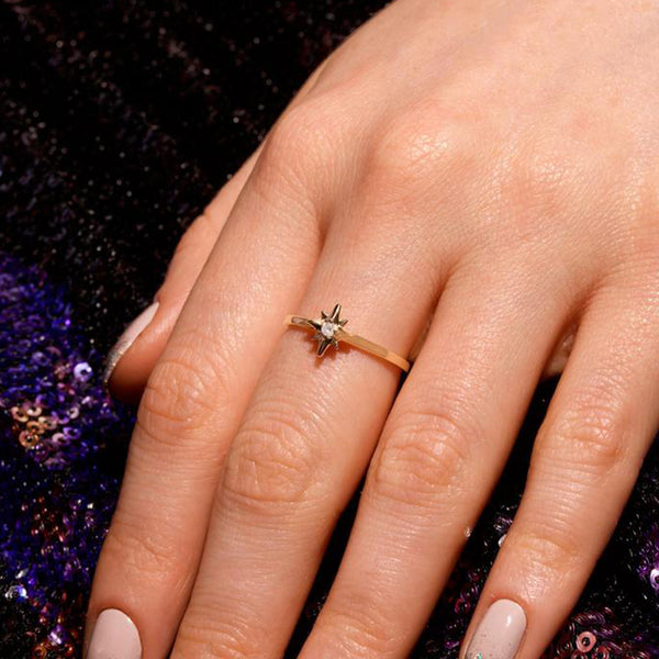 FJ0667 925 Sterling Silver North Star Zircon Ring