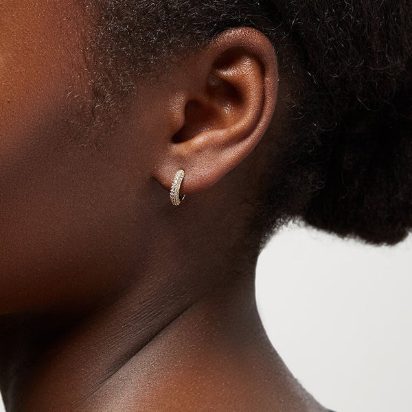 FE1597 925 Sterling Silver Pave Zircon Mini Hoops Earrings