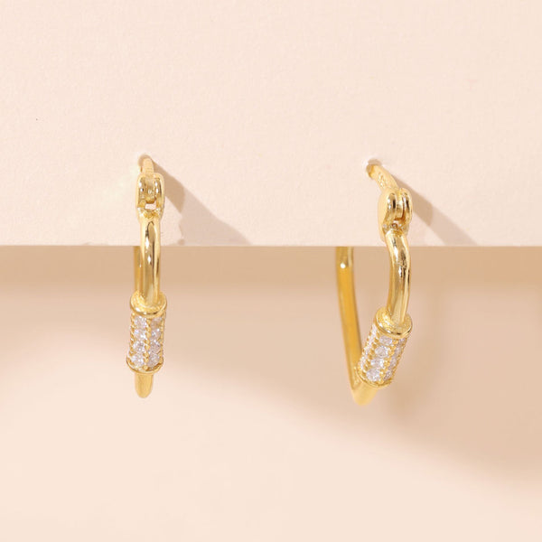 YHE0483 925 Sterling Silver CZ Carabiner Heart Earring