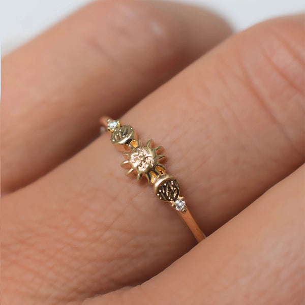 FJ0495 925 Sterling Silver High Quality Sun Ring