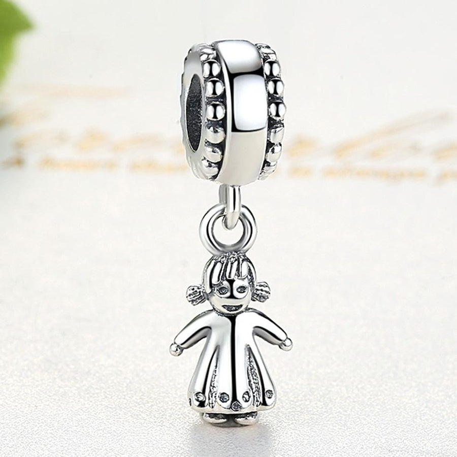 PY1702 925 Sterling Silver Lovely Girl Figure Charm