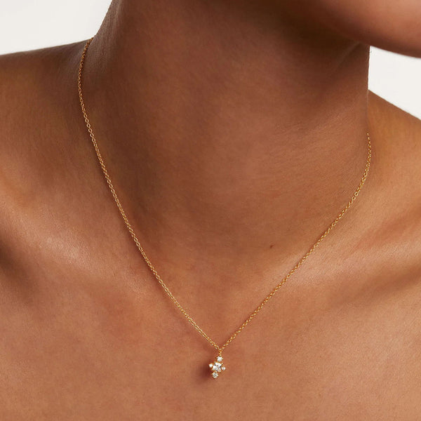 FX0876 925 Sterling Silver Cross Cubic Zirconia Pendant Nekclace