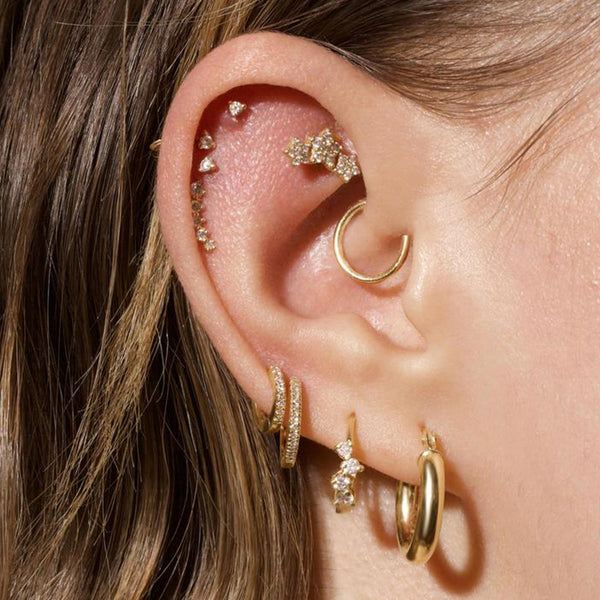 FE1556 925 Sterling Silver Zircon Three Star Stud Earrings