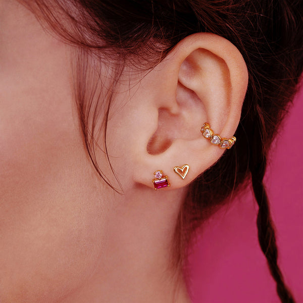 FE1984 925 Sterling Silver Mini Heart Stud Earrings For Women