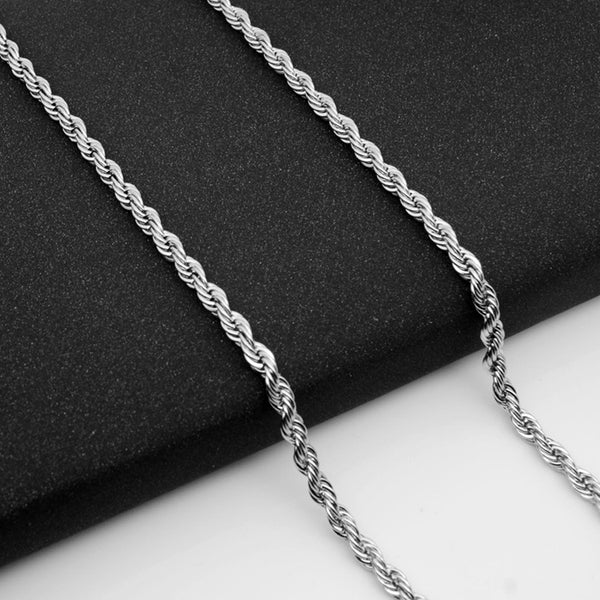 FX0381_35 925 Sterling Silver Rope Chain Necklace