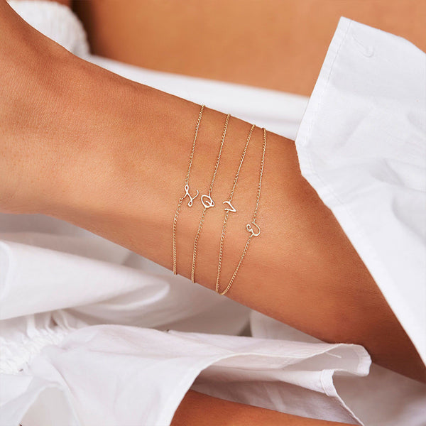FS0172 925 Sterling Silver Letter Bracelet