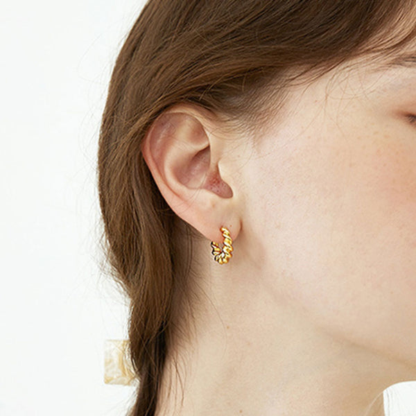 FE1184 925 Sterling Silver Fashion Croissant Twist Hoop Earrings