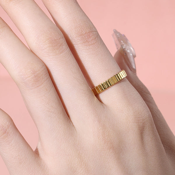 FJ0818 925 Sterling Silver Inspired Gold Ridge Ring