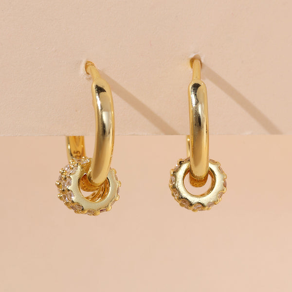 YHE0249 925 Sterling Silver Triple Circle Cubic Zirconia Earring