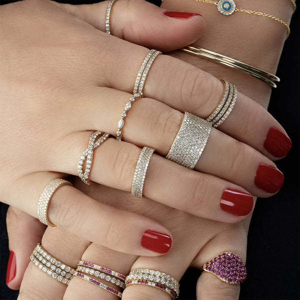 FJ0674 925 Sterling Silver Zircon Dot Dash Ring