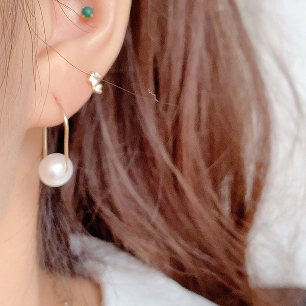 PE0078 925 Sterling Silver Grace Pearls Hoop Earrings For Women